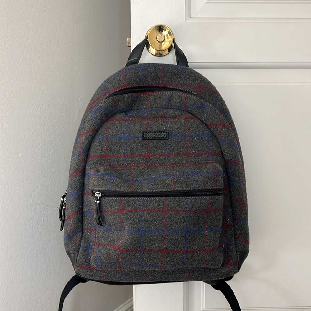 NWT Baekgaard tweed and leather backpack